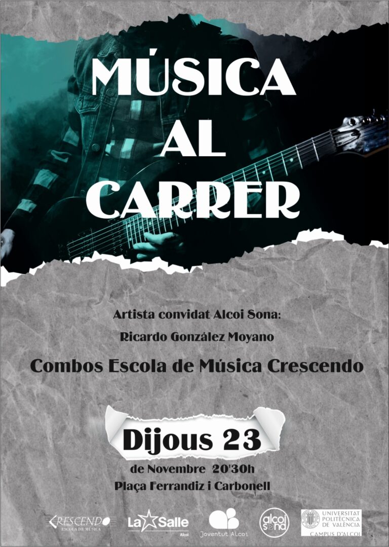 Tota la informació relativa a Escola Musical Crescendo en Alcoi (Alacant). Tlf: 650 948 088. En la nostra web escolacrescendo.es PHOTO 2023 11 15 10 42 55 Música al Carrer