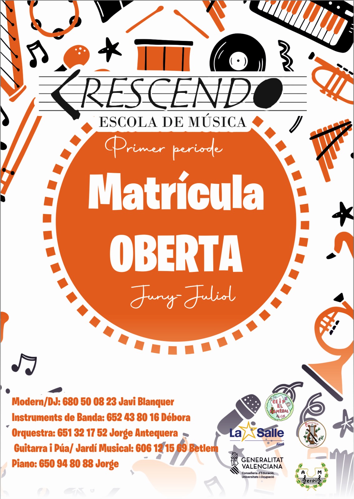 1er periode de matriculació oberta 2024-2025 Escola de musica Crescendo Alcoi