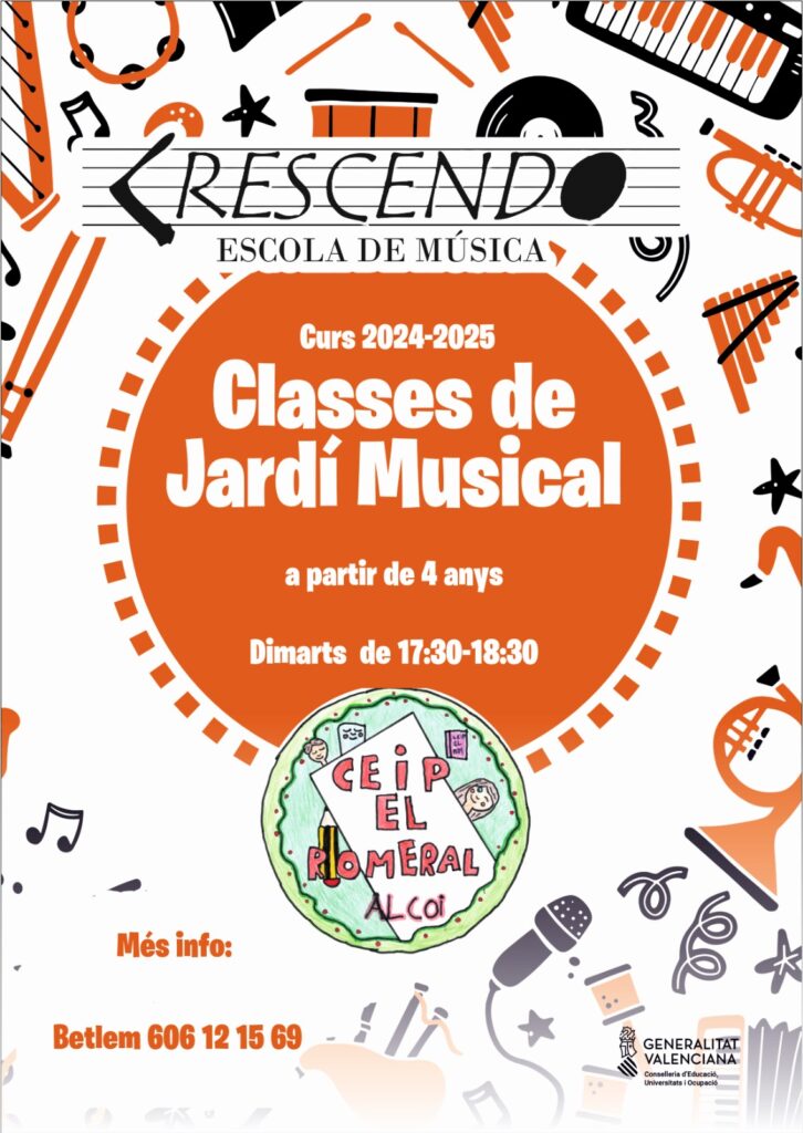 Classes de Jardí Musical a partir de 4 anys al CEIP El Romeral d'Alcoi